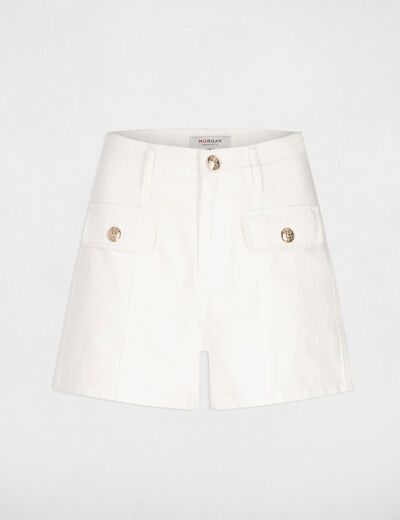 Short vaquero ajustado crudo mujer