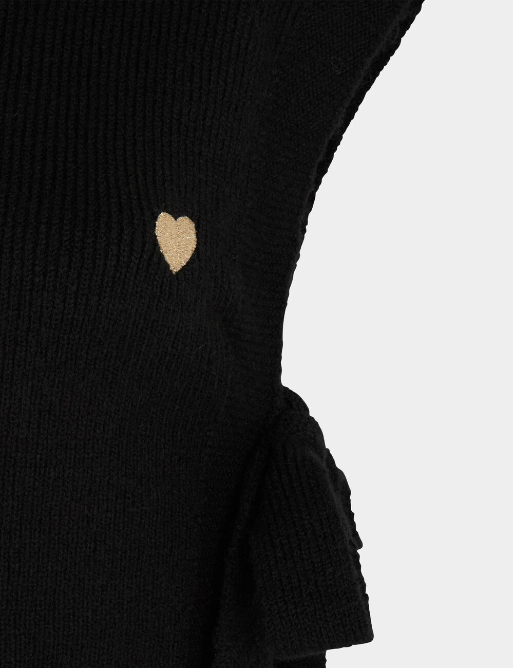 Poncho con cuello bordado negro mujer