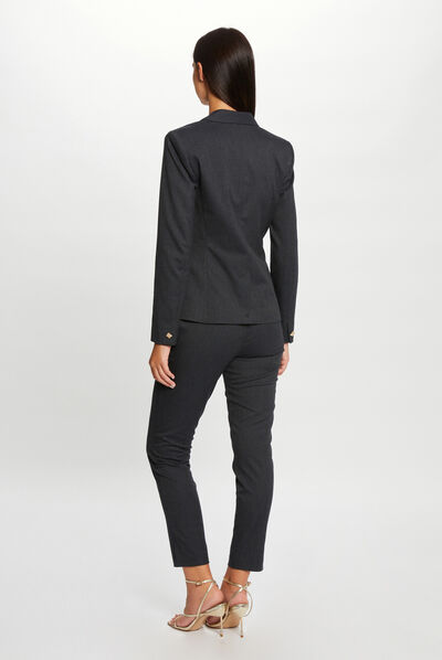 Pantalón ajustado estilo corto con rayas gris anthracite mujer