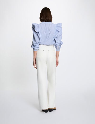 Camisa de rayas con cuello mao azul cielo mujer