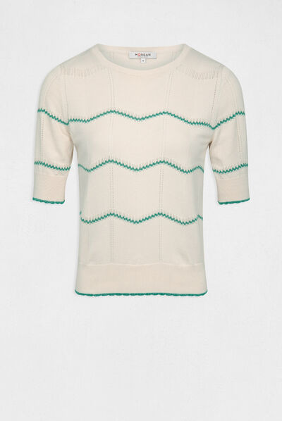 Jersey con manga corta con rayas verde mujer