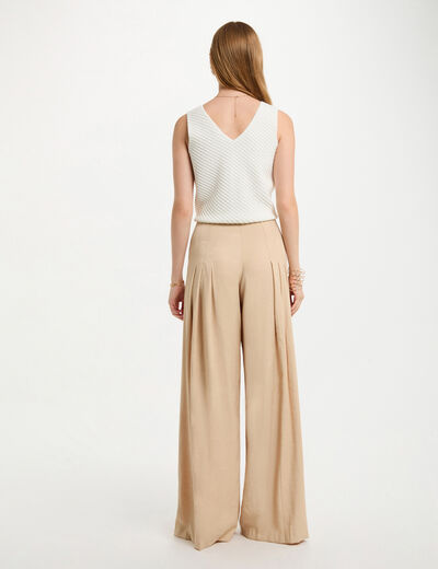 Top punto escote en V blanco mujer