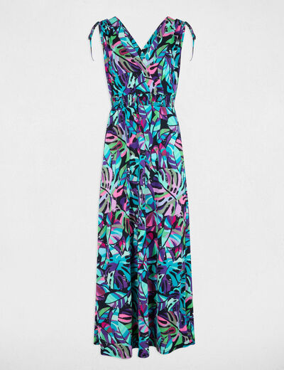 Vestido largo recto estampado multicolor mujer