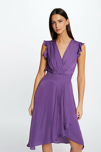 Vestido recto holgado sin mangas morado oscuro mujer