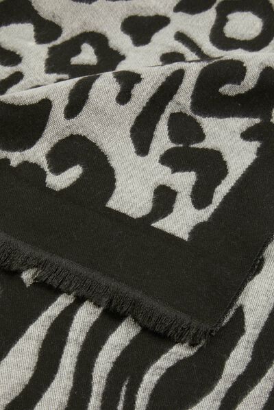 Bufanda con estampado animal negro mujer