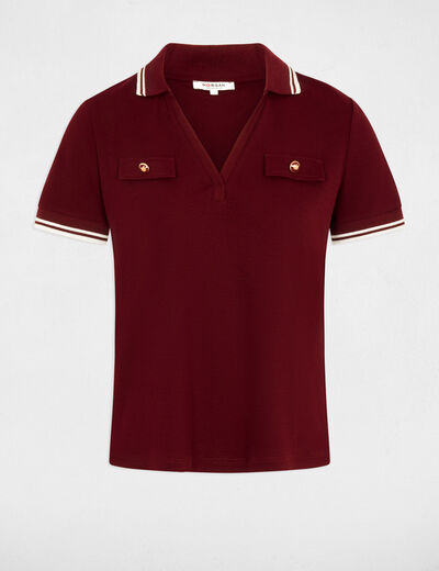 Polo ajustado burdeos mujer