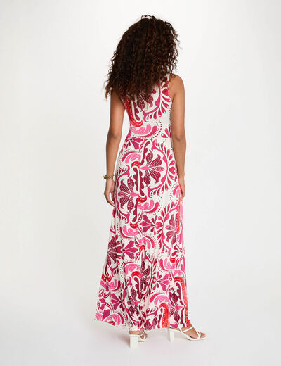 Vestido largo cuello coraz&oacute;n multicolor mujer