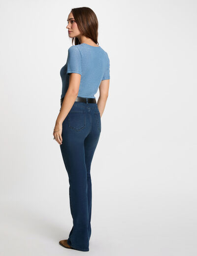 Camiseta manga corta con escote en V bleu gris mujer