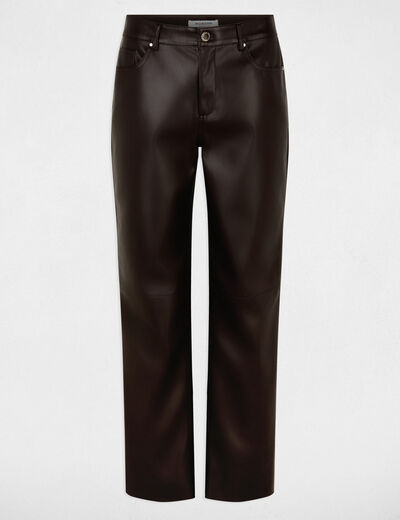 Pantal&oacute;n bootcut de cuero sint&eacute;tico marr&oacute;n oscuro mujer