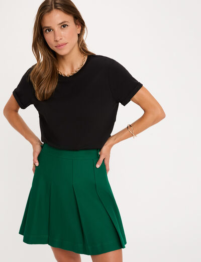 Falda corta con pliegues verde mujer