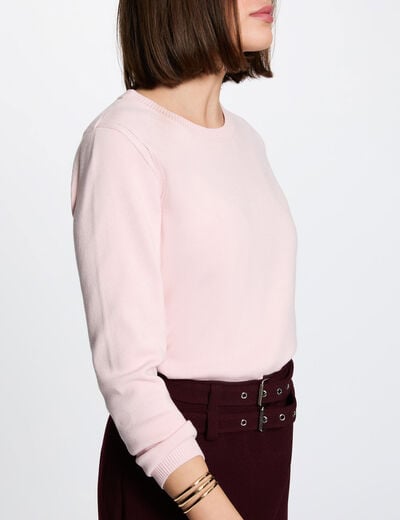 Jersey de punto con relieve rosa claro mujer