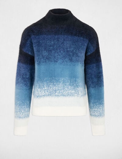 Jersey con cuello alto azul mujer