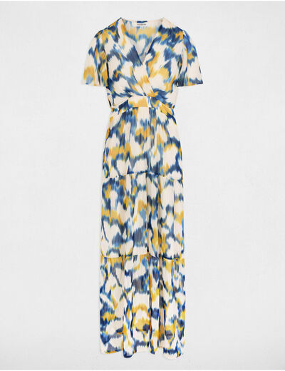 Vestido largo recto estampado multicolor mujer