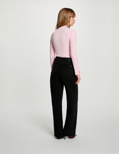 Jean ancho de tiro alto denim negro mujer
