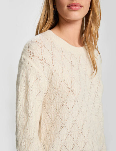 Jersey cuello redondo fantas&iacute;a marfil mujer