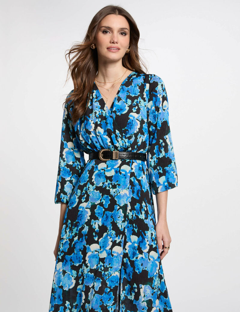 Vestido largo entallado multicolor mujer