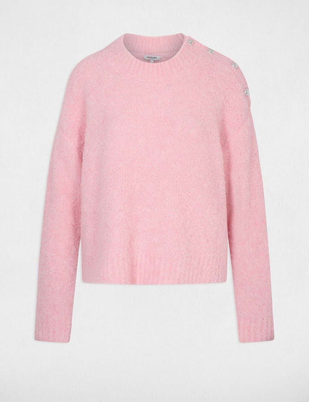 Jersey cuello redondo rosa claro mujer