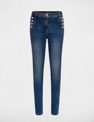 Vaquero slim con botones denim stone mujer