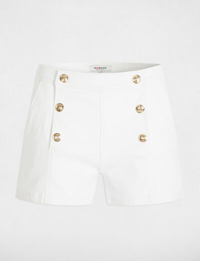 Short vaquero con botones blanco mujer