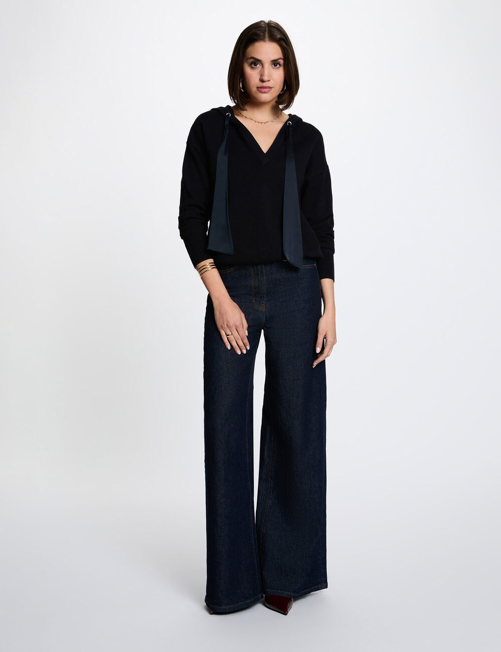 Jersey con capucha azul marino mujer