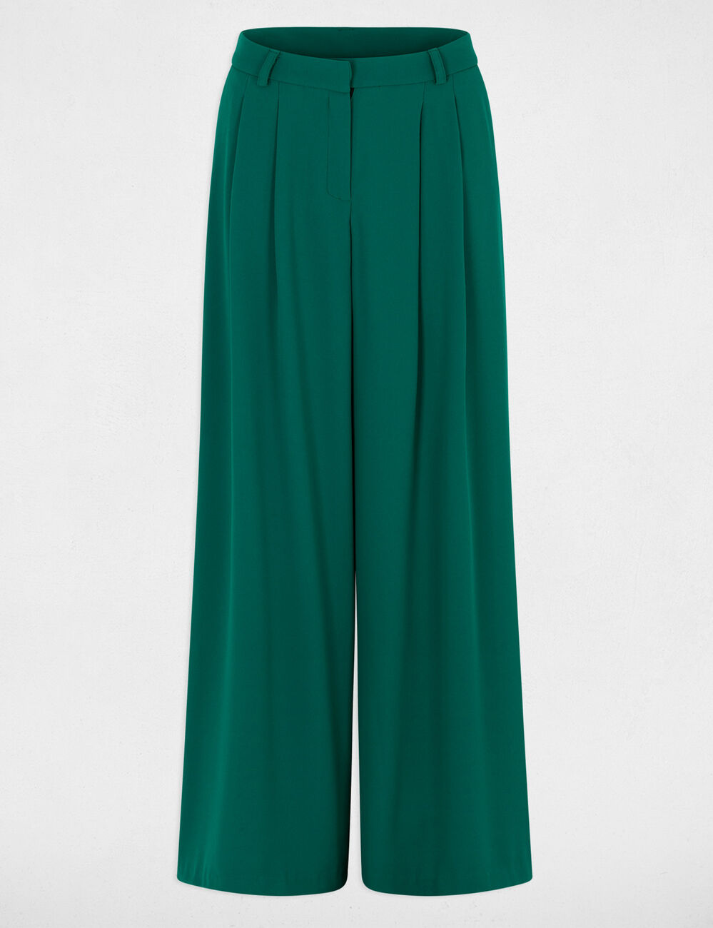 Pantal&oacute;n ancho de tiro alto verde mujer