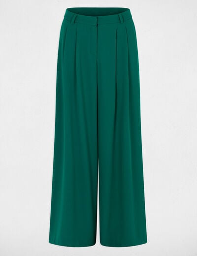 Pantal&oacute;n ancho de tiro alto verde mujer