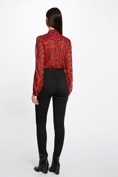 Camisa manga larga estampado leopardo multico mujer