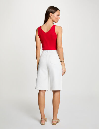 Camiseta ajustada cuello v rojo mujer