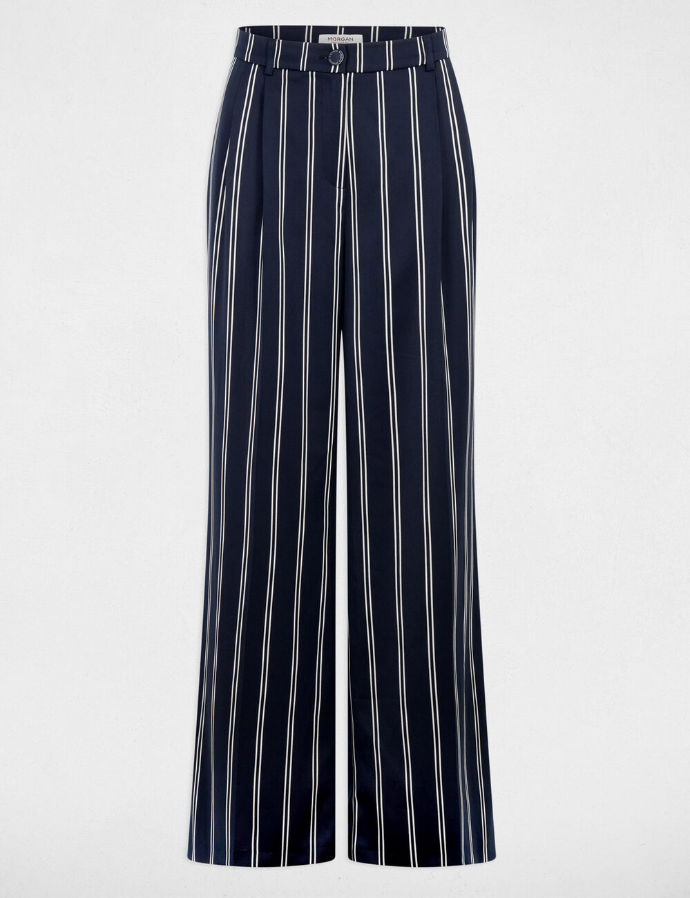 Pantal&oacute;n ancho de tiro alto azul marino mujer