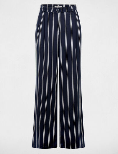 Pantal&oacute;n ancho de tiro alto azul marino mujer