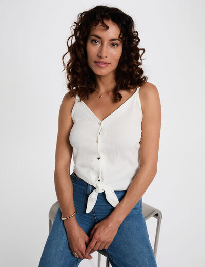 Top con tirantes finos blanco mujer