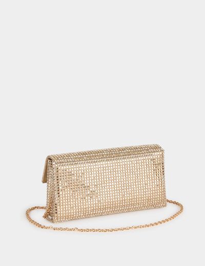 Bolso de mano con strass amarillo oro mujer
