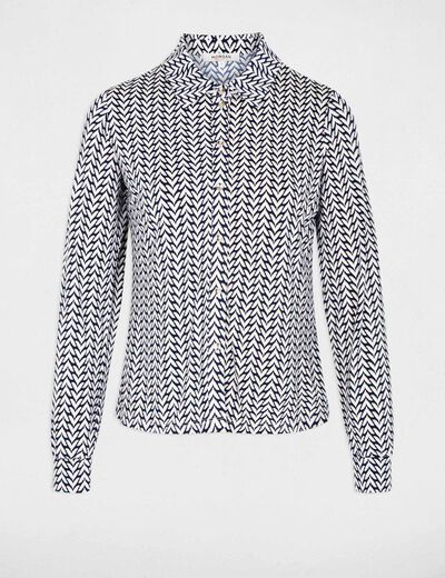 Camisa recta con cuello vuelto blanco mujer
