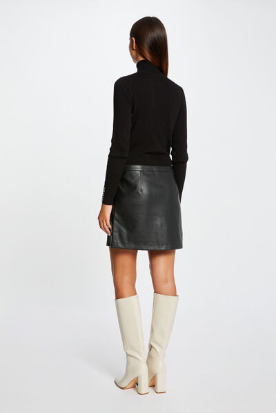 Vestido de punto ajustado efecto 2 en 1 negro mujer