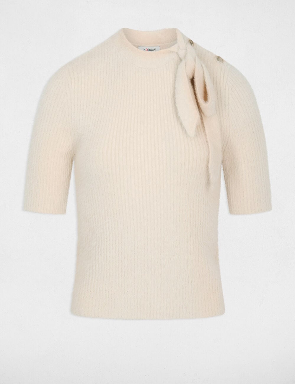 Jersey de cuello alto beige mujer