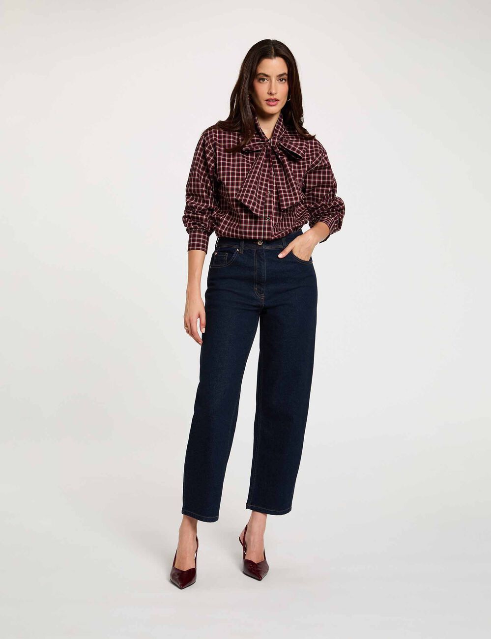 Blusa con cuello lazada multicolor mujer
