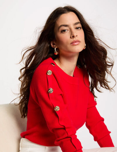 Jersey cuello barco rojo mujer