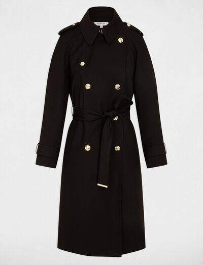 Trench largo con cinturón negro mujer