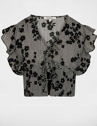 Camisa estampada con cuello en v multicolor mujer