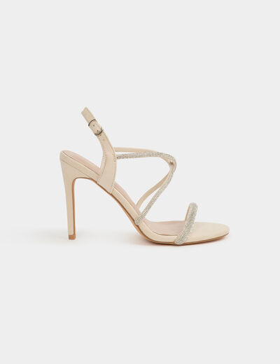 Sandalias con strass marfil mujer