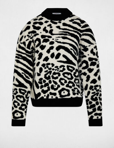 Jersey corto jacquard marfil mujer