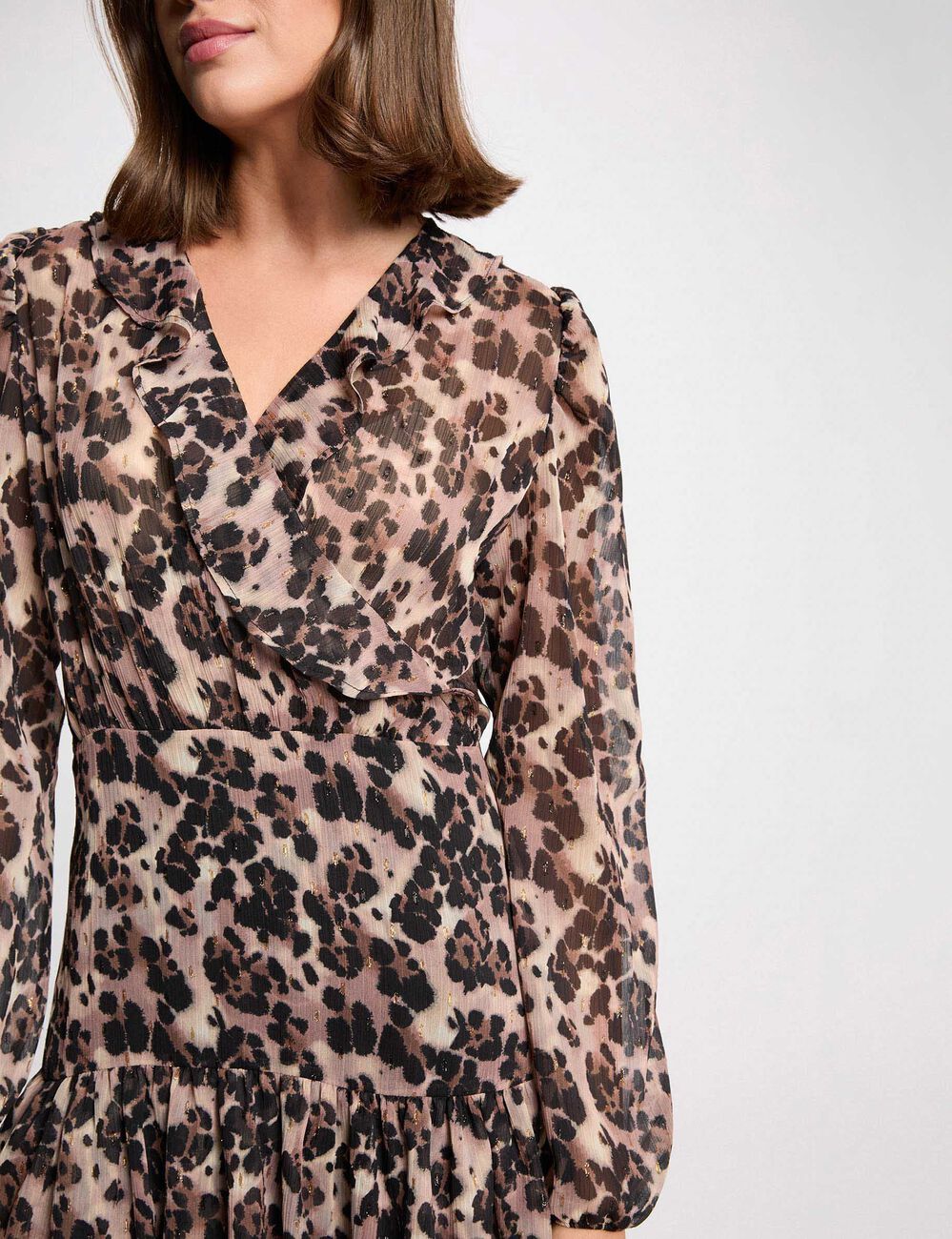 Vestido corto con cuello en V multicolor mujer