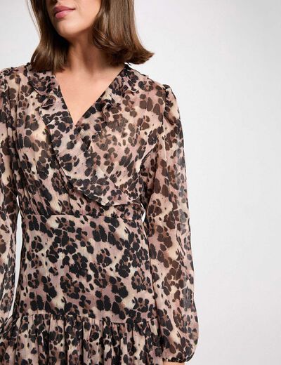 Vestido corto con cuello en V multicolor mujer