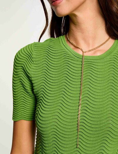 Jersey manga corta vert anis mujer