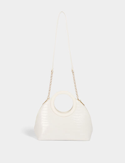 Bolso de mano cocodrilo blanco mujer