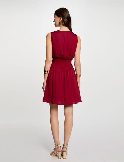 Vestido corto recto holgado rojo oscuro mujer