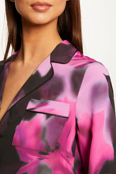 Camisa manga larga estampado abstracto multicolor mujer