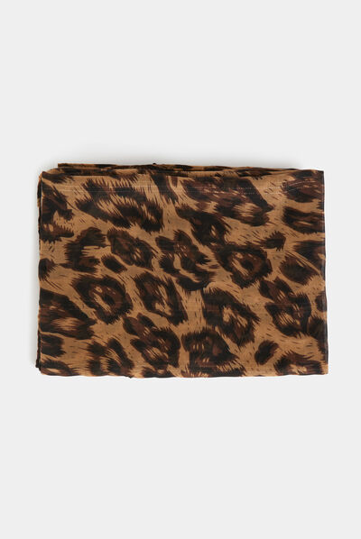 Fular estampado animal marrón mujer