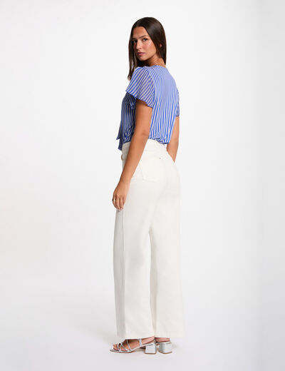 Camiseta con cuello lazada blanco mujer