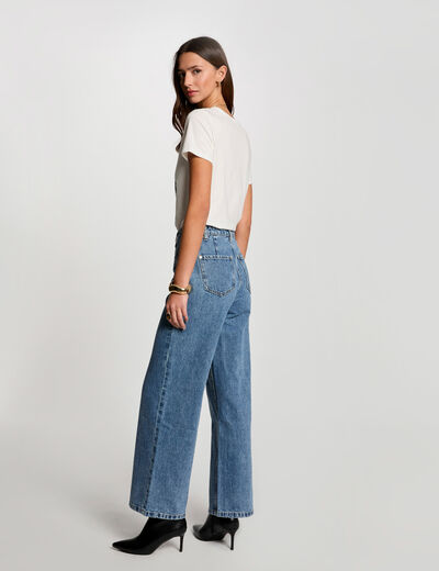 Vaquero de pernera ancha denim doble stone mujer